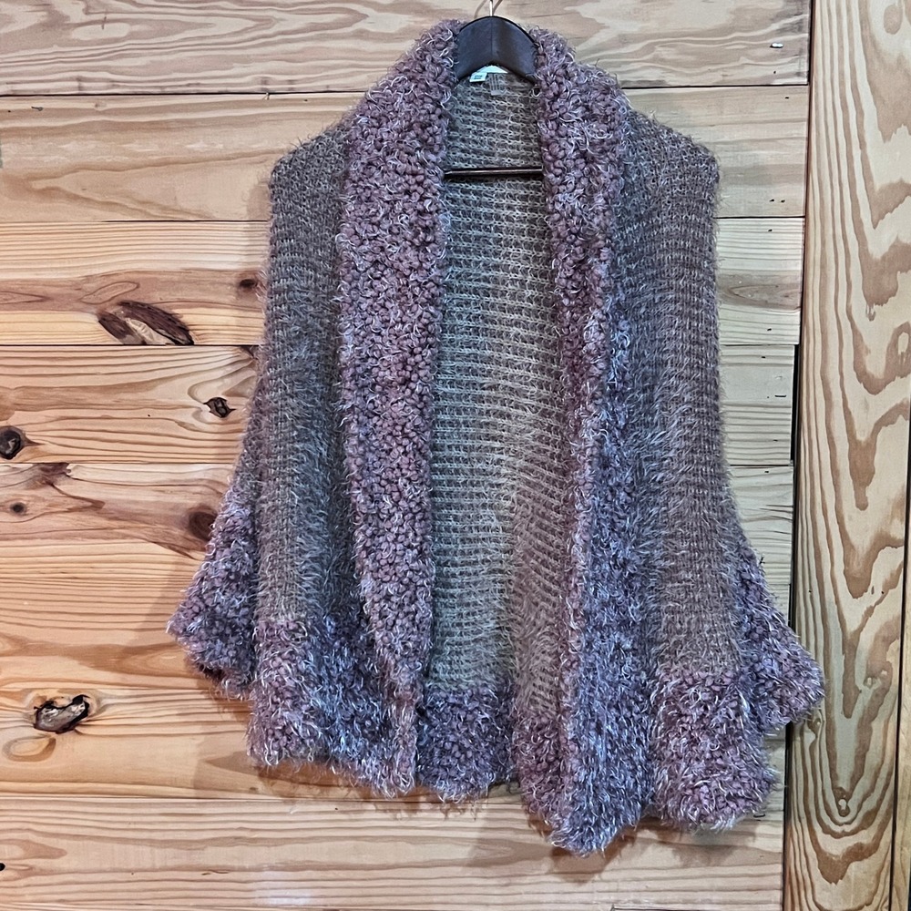Simply Noelle Pink Mauve Knit Shrug Flip Open Front Cardigan Sweater One Size